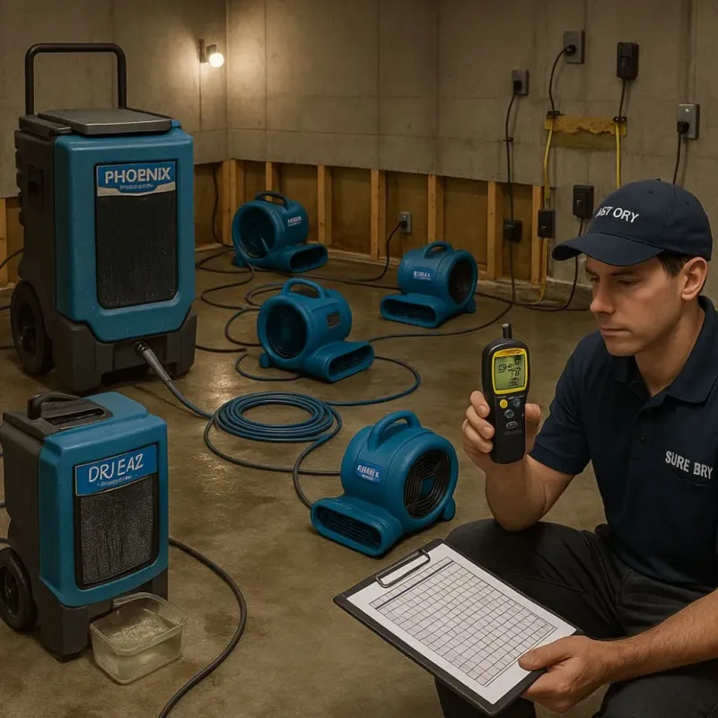 Structural Drying and Dehumidification process in Blue Point, NY